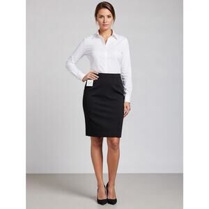 New Womens Black Relativity Flat Front Lined Skirt Size 12